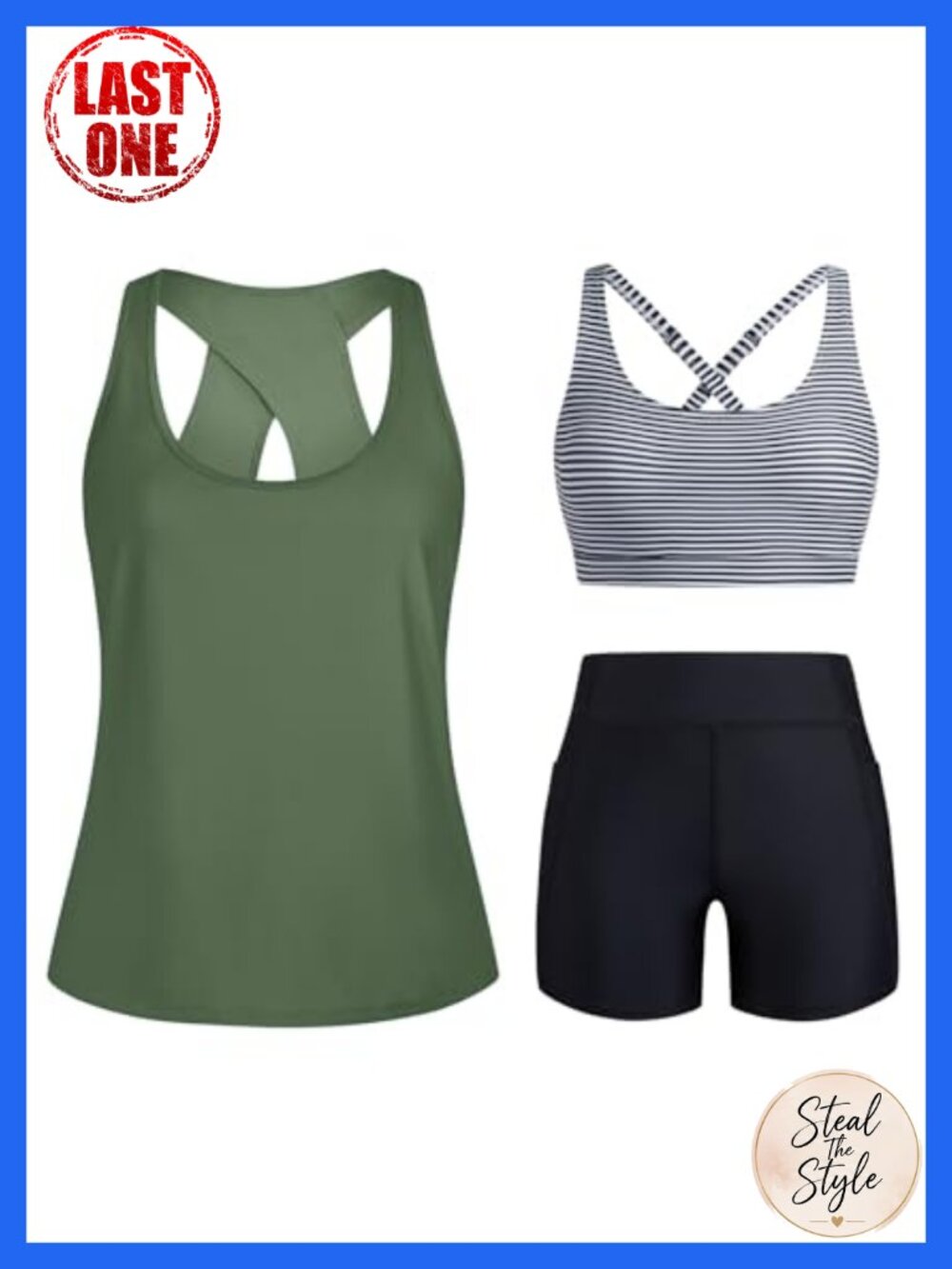 Women's Tankini Swim Set with High Waist Boy Shorts